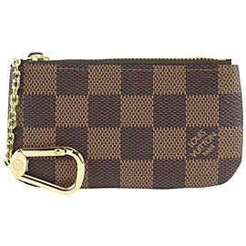 Louis Vuitton Damier Ebene Key Pouch Pochette Cles Keychain Card Coin Case 1130lv23