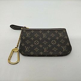 Louis Vuitton Brown Monogram Mini Lin Key Pouch Pochette Cles Keychain