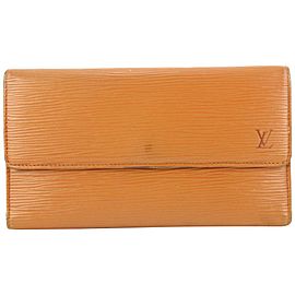 Louis Vuitton Brown Epi Leather Porte Tresor Trifold Long Wallet 720lvs622