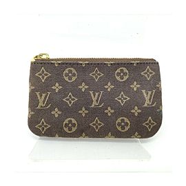 Louis Vuitton Rare Monogram Mini Lin Key Pouch Pochette Cles Keychain 863317