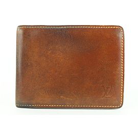 Louis Vuitton Brown Vachetta Nomade Leather Bifold Wallet Mens Slender Marco 96lvs42