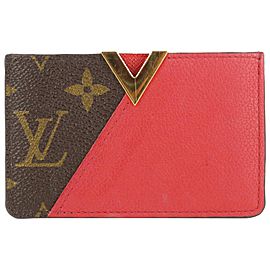 Louis Vuitton Brown x Red Monogram Kimono Card Holder Porte Cartes 923lv9