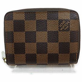 Louis Vuitton Damier Ebene Zippy Coin Purse Compact Zip Around Wallet 861009