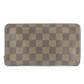 Louis Vuitton Damier Ebene Zippy Wallet Zip Around Long 6LK1210