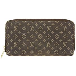 Louis Vuitton Brown Monogram Mini Lin Zippy Wallet Long Zip Around 97lv23