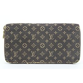 Louis Vuitton Ebene Brown Monogram Mini Lin Zippy Wallet Zip Around 2lvs17