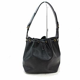 Louis Vuitton Bucket Hobo Noir Petit Noe Drawstring 870849 Black Epi Leather Shoulder Bag