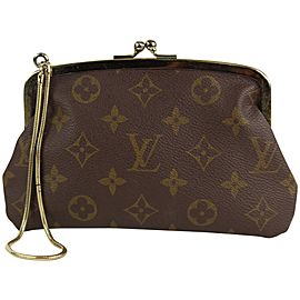 Louis Vuitton Monogram Kisslock Pouch Wristlet Marais Bucket Clutch 3lvs1224