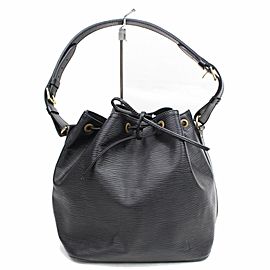 Louis Vuitton Bucket Petit Noe Drawstring 868454 Black Leather Shoulder Bag