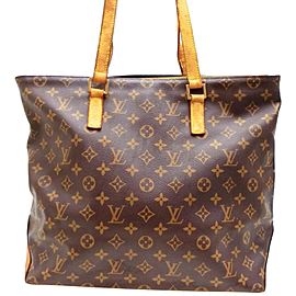 Louis Vuitton Cabas Mezzo Zip 234364 Brown Monogram Canvas And Calfskin Tote