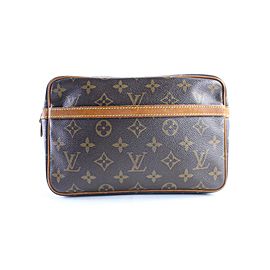 Louis Vuitton Compiegne Monogram 227207 Brown Coated Canvas Clutch