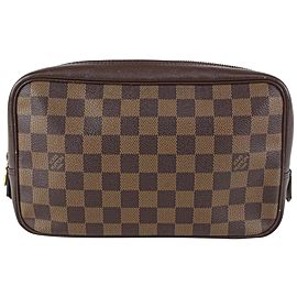 Louis Vuitton Damier Ebene Trousse Toilette Cosmetic Pouch Toiletry Dopp 104lv40