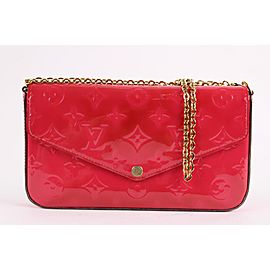 Louis Vuitton Pink Monogram Vernis Pochette Felicie Chain Flap Crossbody 3LVS1221