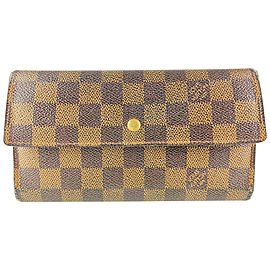 Louis Vuitton Damier Ebene Sarah Long Trifold Continental Wallet 9LVA1117