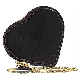 Louis Vuitton Amarante Vernis Heart Coin Purse Change Pouch RL24lva625