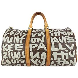 Louis Vuitton Stephen Sprouse Monogram Graffiti Keepall 50 Duffle Bag Grey 157lvs79