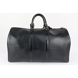 Louis Vuitton Black Epi Leather Keepall 45 Boston Duffle Bag 1013lv16