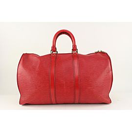 Louis Vuitton Red Epi Leather Keepall 45 Boston Duffle Bag 1119lv47