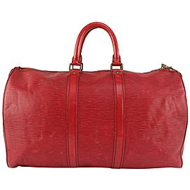 Louis Vuitton Red Epi Leather Keepall 45 Boston Duffle Bag 1122lv15