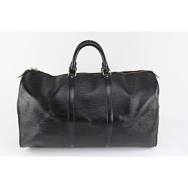 Louis Vuitton Black Epi Leather Keepall 50 Duffle bag 123lv25