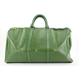 Louis Vuitton Green Epi Leather Borneo Keepall 55 Duffle Bag 4LV914