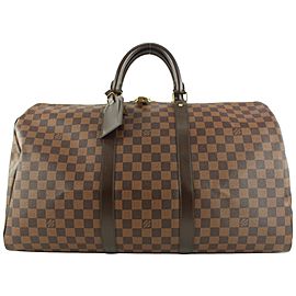 Louis Vuitton Damier Ebene Keepall 50 Boston Duffle Bag 127lvs49