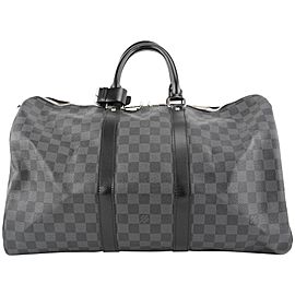 Louis Vuitton Black Damier Graphite Keepall Bandouliere 45 Duffle Bag 862859