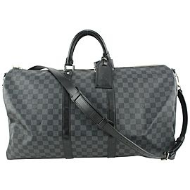 Louis Vuitton Damier Graphite Keepall Bandouliere 55 Duffle Bag with Strap