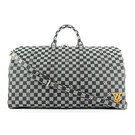 Louis Vuitton Black Distorted Damier Keepall Bandouliere 50 Duffle Bag 125lvs23