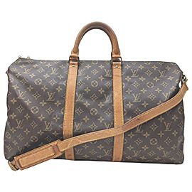 Louis Vuitton Monogram Keepall Bandouliere 50 Boston Duffle Bag with Strap 59LV713A