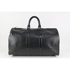 Louis Vuitton Black Epi Leather Noir Keepall 45 Duffle Bag 1118lv31