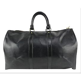 Louis Vuitton Black Epi Leather Noir Keepall 45 Duffle Bag 1119lv46