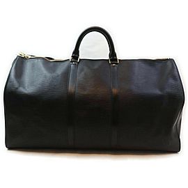 Louis Vuitton Black Epi Leather Noir Keepall 55 Duffle Bag GM 862257