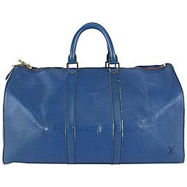 Louis Vuitton Blue Epi Leather Toledo Keepall 45 Boston Duffle Bag 22LV106