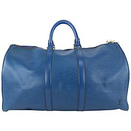 Louis Vuitton Blue Epi Leather Toledo Keepall 45 Boston Duffle Bag 820lv1