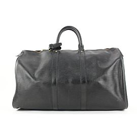 Louis Vuitton Black Epi Leather Noir Keepall 50 Duffle Bag 50lvs125