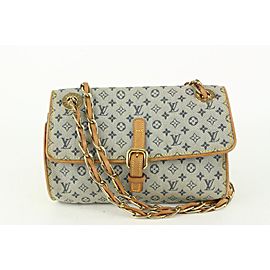 Louis Vuitton Grey x Navy Monogram Mini Lin Camille Crossbody Chain Flap Bag 928lv83