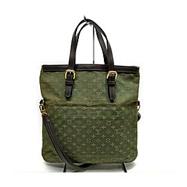 Louis Vuitton Khaki Green Mini Lin Francoise 2way Folding Tote Bag 863316