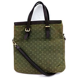 Louis Vuitton Francoise Khaki Fold with Strap 871829 Green Monogram Mini Lin Tote