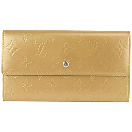 Louis Vuitton Gold Monogram Vernis Mat Sarah Porte Tresor Trifold 917lv14