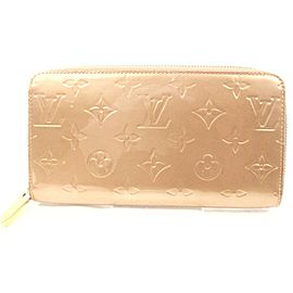 Louis Vuitton Gold-Beige Monogram Vernis Long Zippy Wallet Zip Around 863030