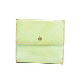 Louis Vuitton Green Elise Snap Compact Wallet Vernis Monogram Coin Purse 31LK0110