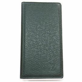 Louis Vuitton Green Taiga Long Wallet Diary Cover Agenda 860975