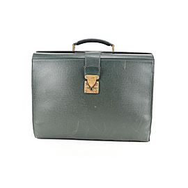 Louis Vuitton Green Taiga Leather Attache Briefcase 399lvs226