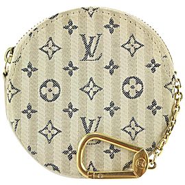 Louis Vuitton Rare Beige x Grey Mini Lin Croisette Round Coin Purse 106lvs428