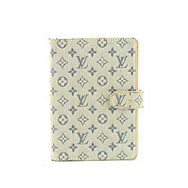 Louis Vuitton Grey x Blue Monogram Mini Lin Small Ring Agenda PM 351lvs525