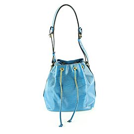 Louis Vuitton Blue Epi Leather Petit Noe Drawstring Bucket Hobo Bag 1lvm128