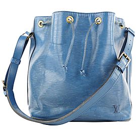 Louis Vuitton Blue Epi Leather Toledo Petit Noe Drawstring Bucket Hobo Bag 344lvs224