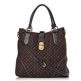 Louis Vuitton Fusain Brown Ebene Mini Lin Elegie Hobo Bag with Strap 858336