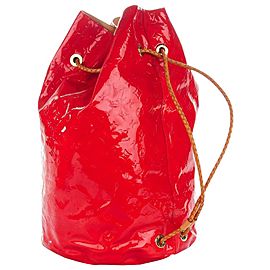 Louis Vuitton Ultra Rare Red Monogram Vernis Morton Drawstring Hobo Backpack 8610177